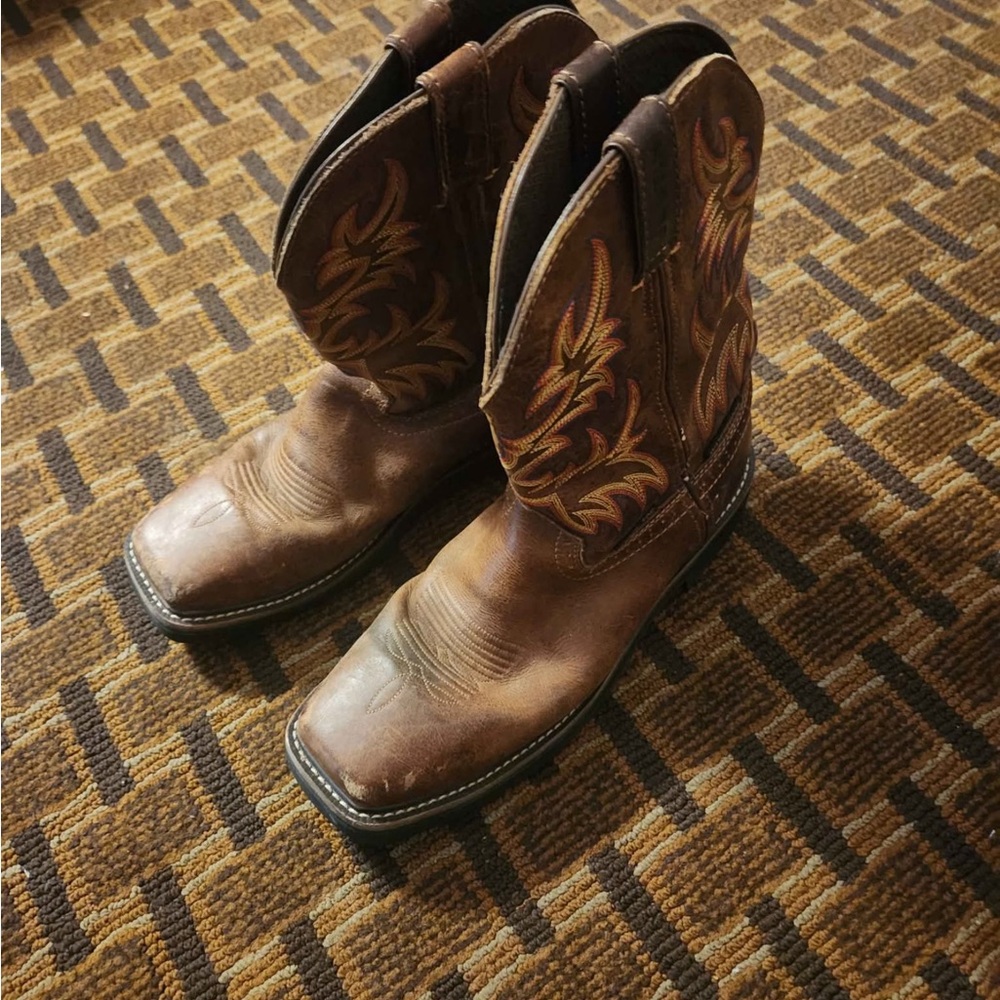 Brown Leather Justin Steel toe Cowboy Boots